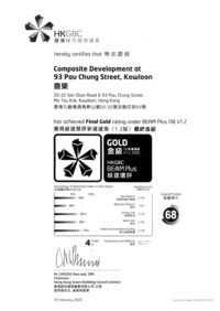 Platinum Standard - Final Certificate by the Hong Kong Green Building Council